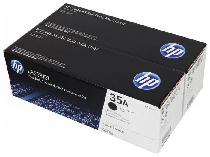 Комплект картриджей HP CB435AD 35A оригинальный чёрный для принтеров HP LASERJET P1005 | HP LASERJET P1006