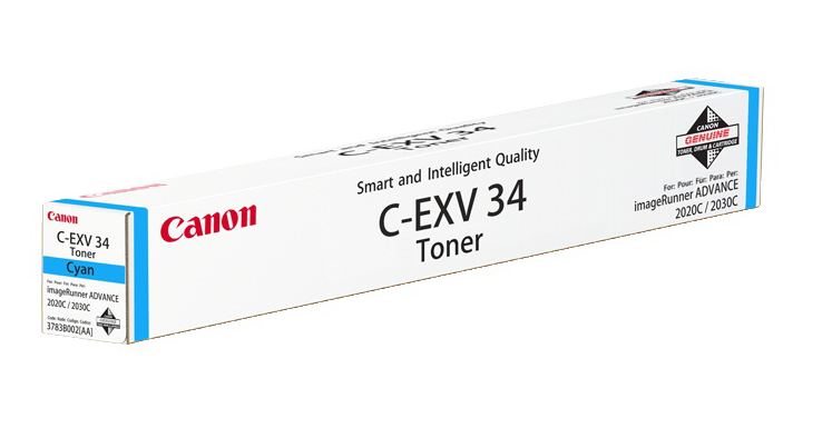 Картридж Canon 3783B002 C-EXV34C оригинальный синий для принтеров Canon imageRUNNER ADVANCE C2020 | Canon imageRUNNER ADVANCE C2025 | Canon imageRUNNER ADVANCE C2030 | Canon imageRUNNER ADVANCE C2220 | Canon imageRUNNER ADVANCE C2225 | Canon imageRUNNER A